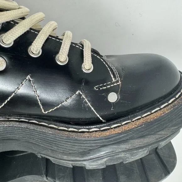 Alexander McQueen Tread Black Leather Lace Up Combat Boots EU 38 - Picture 9 of 16